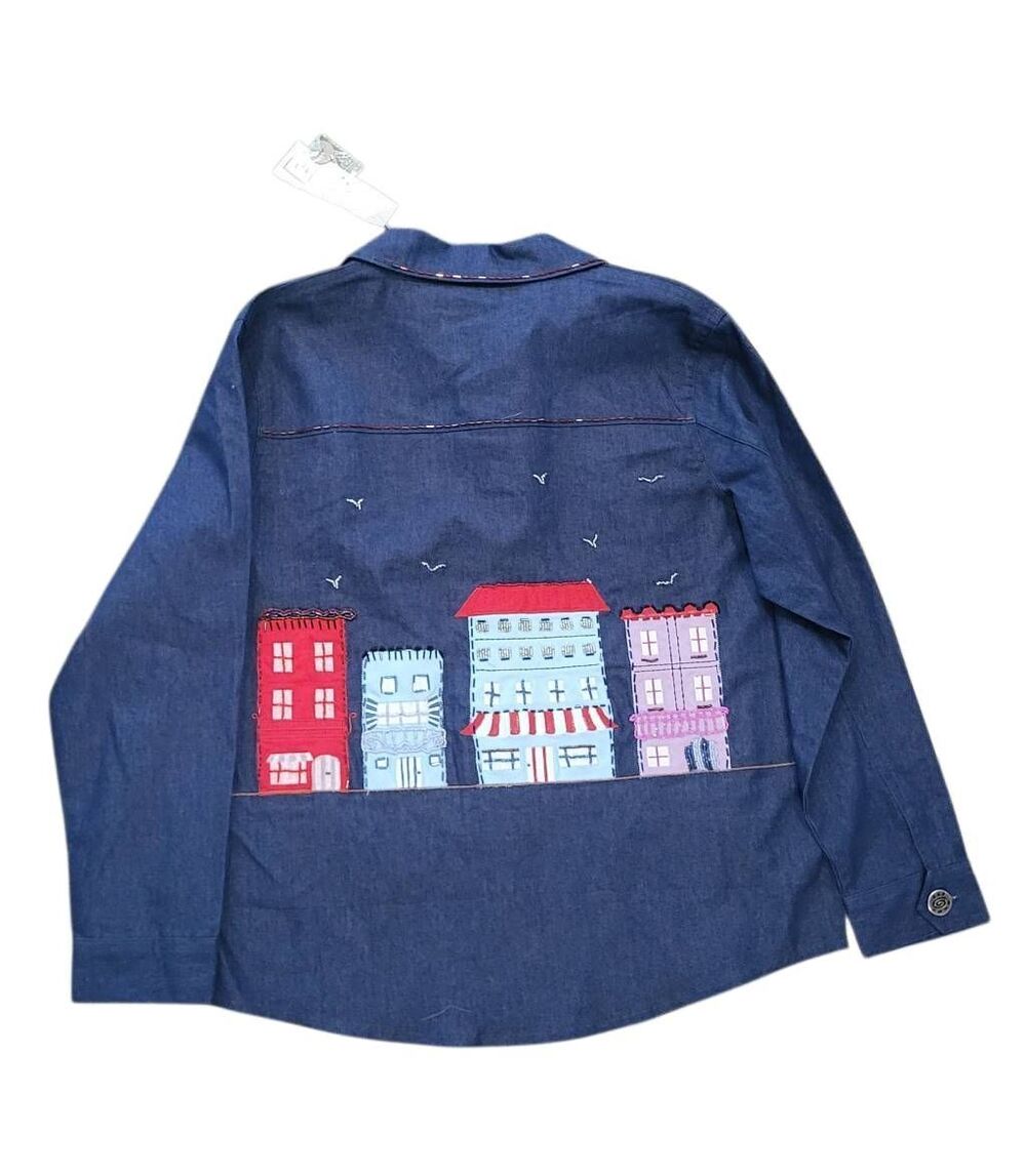 NWT Deadstock Vintage Jacket Women's Medium Denim Beaded Shopping Town